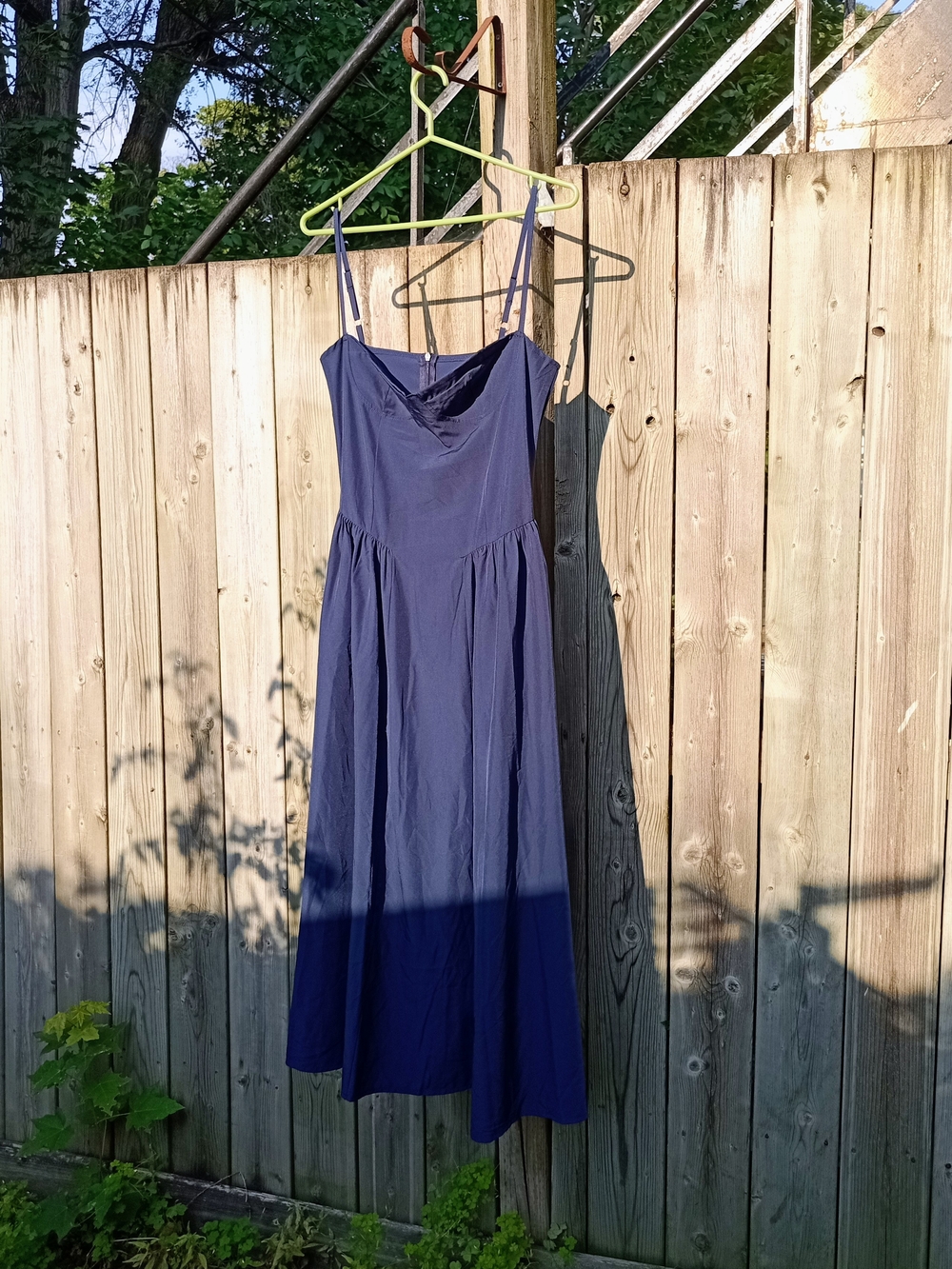 Bustier dress navy fabric zipped in the back A Line